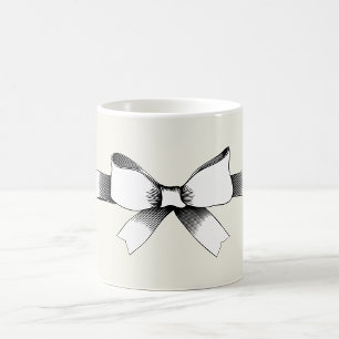 Vintage Black and White Ribbon Bow Coffee Mug