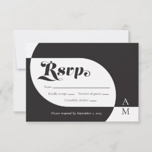 Vintage Black and White RSVP Card