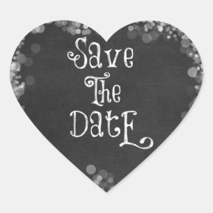 Vintage Black and White Save the Date Heart Sticker