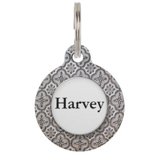 Vintage Black and White Tile Pet Tag