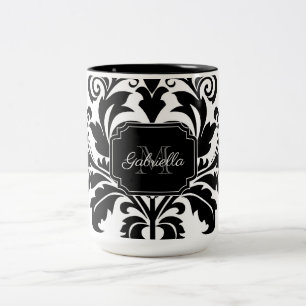 Vintage Black and White Two-Tone Coffee Mug