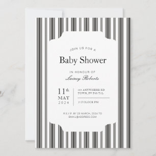 Vintage Black and White Vertical Balanced Stripe Invitation