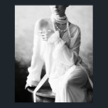 Vintage Black and White Woman with Pearls Poster<br><div class="desc">This beautiful Vintage Black and White Woman with Pearls Poster is a really feminine art. Ideal in a living room.</div>