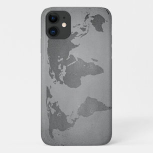 Vintage black and white world map iPhone 11 case