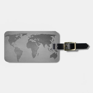 Vintage black and white world map luggage tag