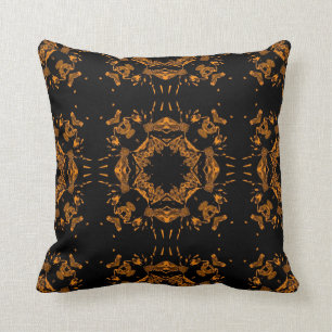 Vintage Black and Yellow copper Floral Seamless Cushion
