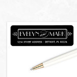Vintage Black Art Deco Wedding Monogram<br><div class="desc">Wedding return address labels inspired by vintage art deco style.  Label design features a black and white colour scheme with decorative monogram frame and "and" in an elegant script.</div>