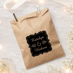 Vintage Black Art Deco Wedding Monogram Favour Bags