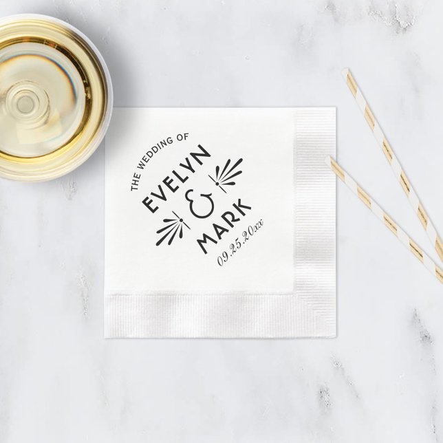 Vintage Black Art Deco Wedding Monogram Napkin (Creator Uploaded)