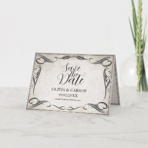 Vintage Black Art Deco Wedding Save the Date Card