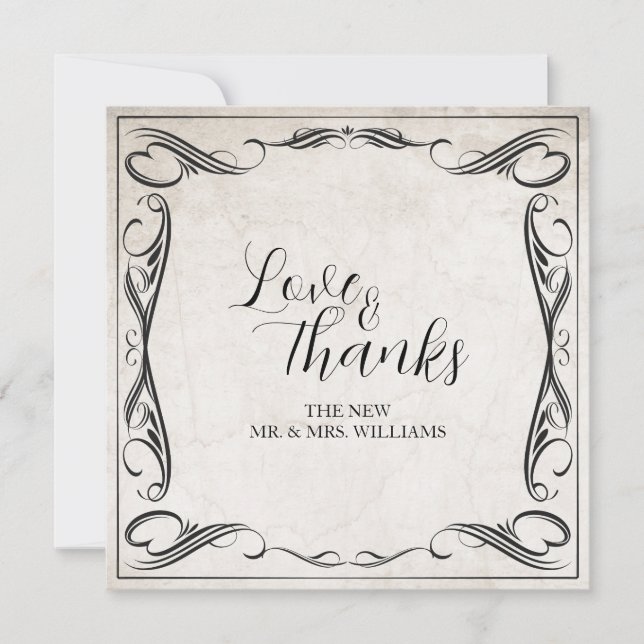 Vintage Black Art Deco Wedding ThankYou (Front)