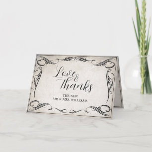 Vintage Black Art Deco Wedding ThankYou Card