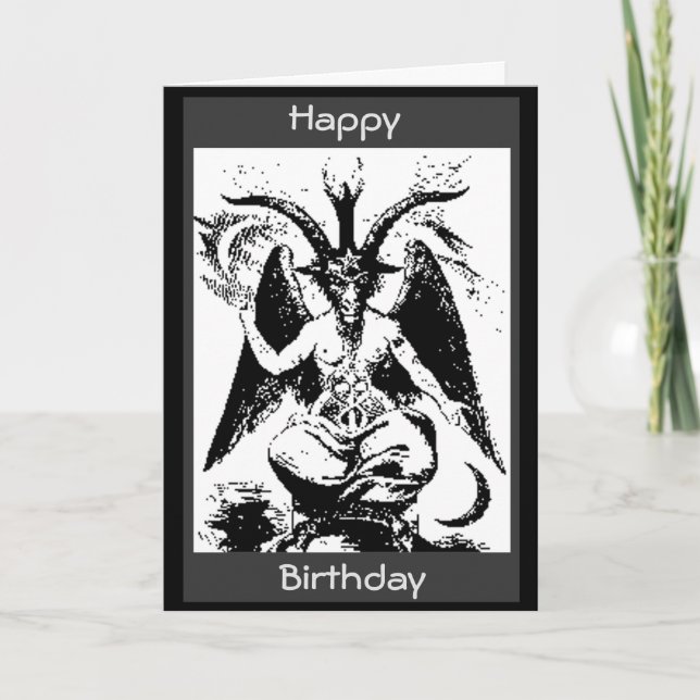 Vintage Black Baphomet Birthday Card (Front)