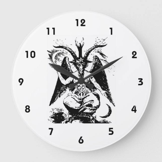 Vintage Black Baphomet Large Clock (Front)