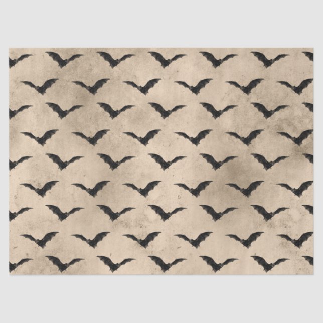 Vintage Black Bats Halloween Decoupage Tissue Paper (Front)