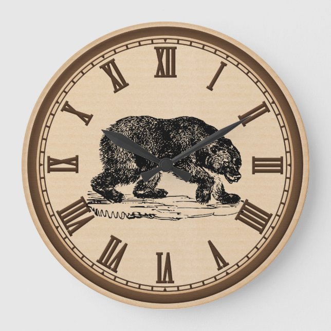 Vintage Black bear roman number wall clock (Front)