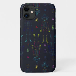 Vintage Black Blue Glowing Skeleton Sugar Skull iPhone 11 Case
