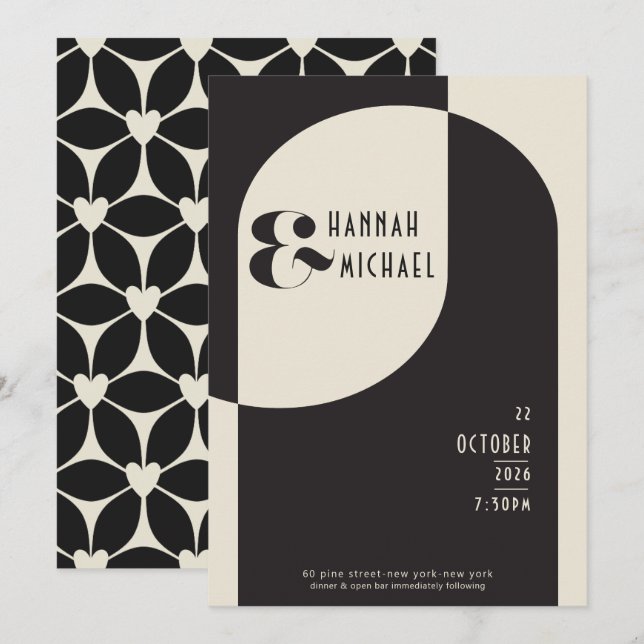 Vintage Black Bone Deco Invitation (Front/Back)