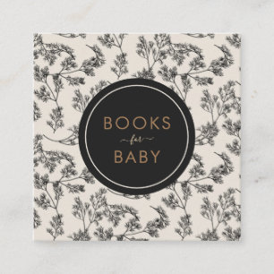 Vintage Black Botanical Floral Books for Baby Chic Square Business Card