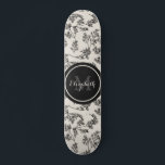Vintage Black Botanical Floral Pattern & Monogram Skateboard<br><div class="desc">This elegant skateboard featuring black vintage botanical pattern & custom monogram would make a wonderful gift for her! Easily add the desired name & initial by clicking on the "personalise this template" option.</div>