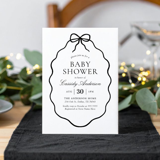 Vintage Black Bow Girl Baby Shower Invitation (Creator Uploaded)