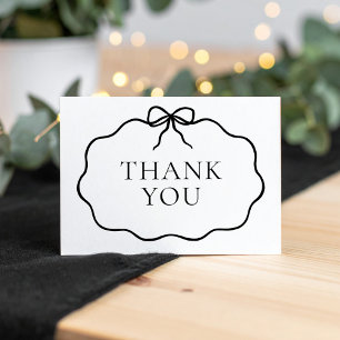 Vintage Black Bow Girl Baby Shower Thank You Card