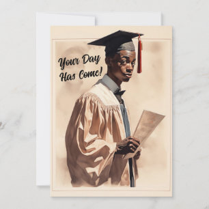 Vintage black boy graduate congratulations announcement