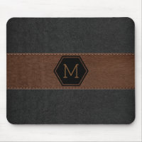 Vintage Black & Brown Leather Print Monogram Mouse