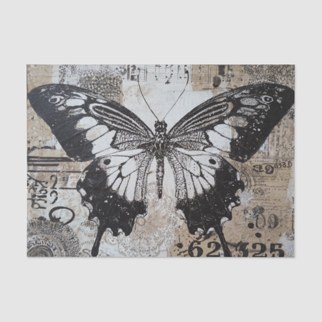Vintage Black Butterfly Tissue Paper (Front)