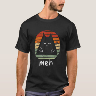 Vintage Black Ca Meh Cat Meow Kitty Cat Lover T-Shirt