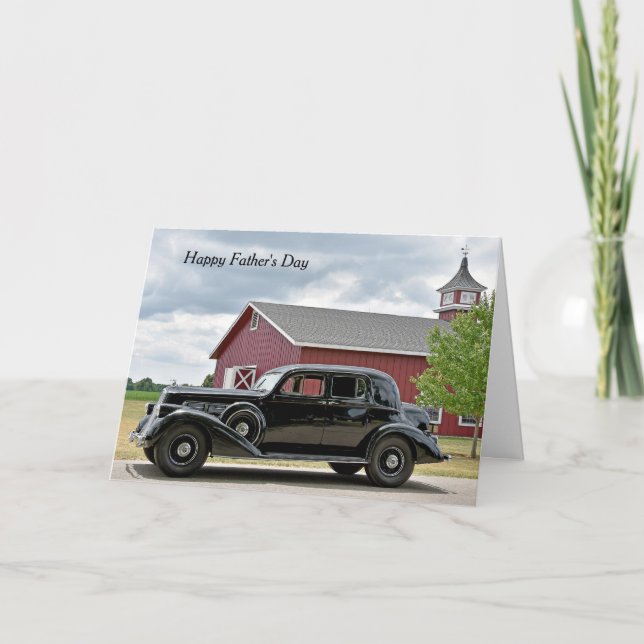 Vintage Black Car For Dad Card (Front)