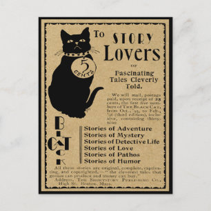 VINTAGE "BLACK CAT" ADVERTISEMENT FOR STORY LOVERS POSTCARD