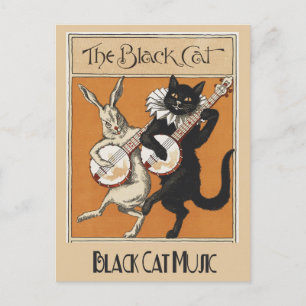 Vintage Black Cat Advertisement Poster Postcard