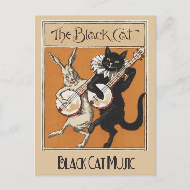 Vintage Black Cat Advertisement Poster Postcard (Front)