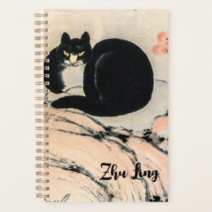 Vintage Black Cat and Narcissus by Zhu Ling   Planner