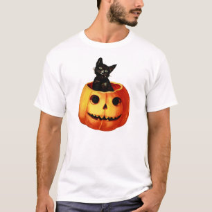 Vintage Black Cat and Pumpkin Shirt