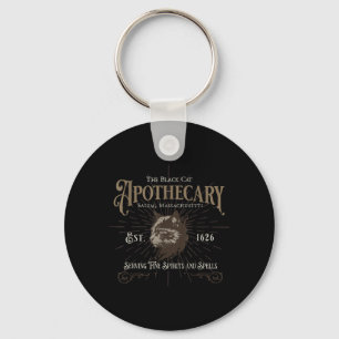 Vintage Black Cat Apothecary Gothic Witchy Spooky Key Ring
