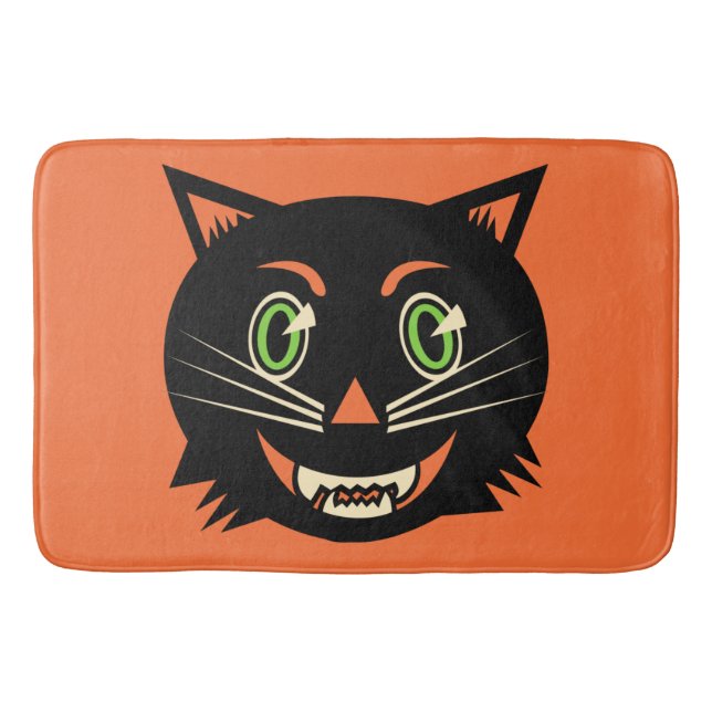Vintage Black Cat Bath Mat (Front)
