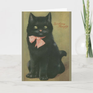Vintage Black Cat Birthday Greeting Card