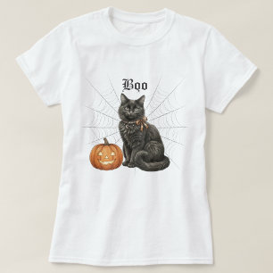 Vintage Black Cat "Boo" Halloween Jack-o'-Lantern  T-Shirt