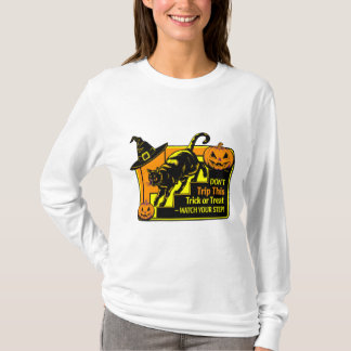 Vintage Black Cat Caution – Don't Trip This T-Shirt
