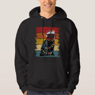 Vintage Black Cat Christmas Lights Cat Lover Chris Hoodie