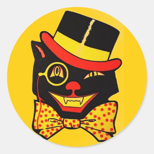 Vintage Black Cat Classic Round Sticker
