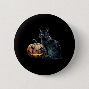 Vintage Black Cat Halloween Jack O Lantern Pumpkin 6 Cm Round Badge