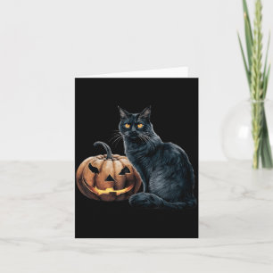 Vintage Black Cat Halloween Jack O Lantern Pumpkin Card