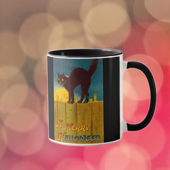 Vintage Black Cat Halloween Mug (Creator Uploaded)