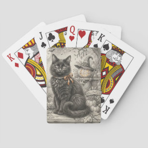 Vintage Black Cat Halloween Playing Cards