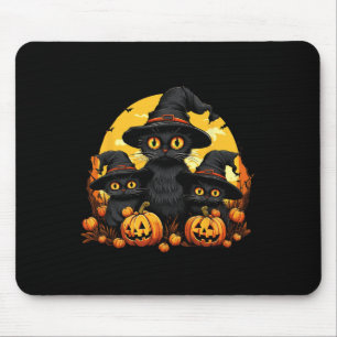 Vintage Black Cat Halloween Pumpkin Funny Cat Hall Mouse Mat