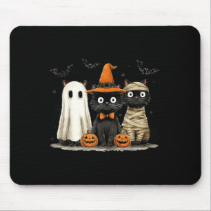 Vintage Black Cat Halloween Pumpkin Spooky Ghost Mouse Mat
