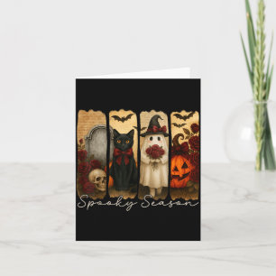 Vintage Black Cat Halloween Spooky Black Cat And Card